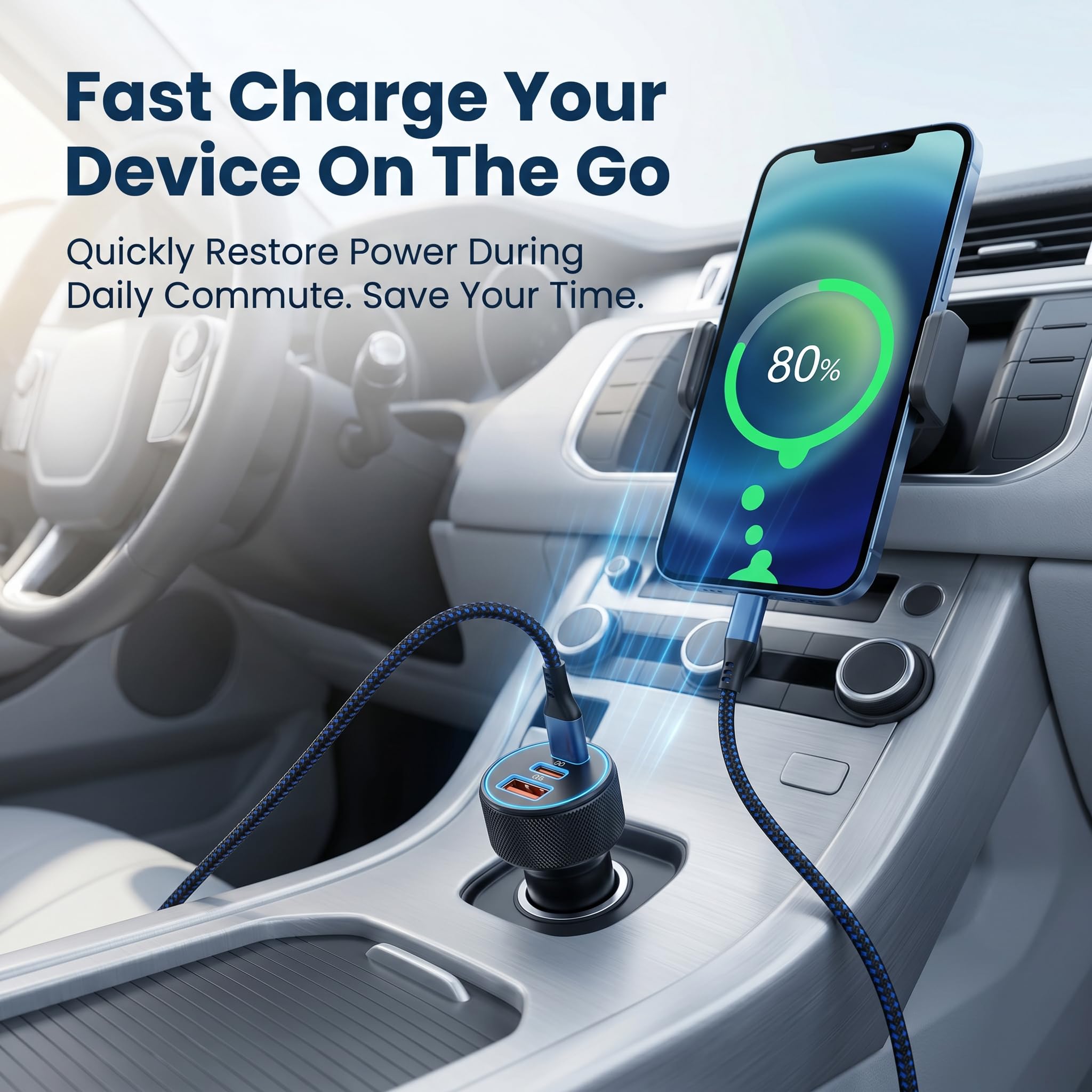 3 Port USB C KFZ Ladegerät, USB C PD Auto Adapter 67W mit PD 30W y QC3.0 USB A, 12V/24V Auto Ladeadapter für iPhone 17/17e/16/15/14/13, Samsung Galaxy S26/S25/S24, iPad, Pixel, Xiaomi, Wohnmobil