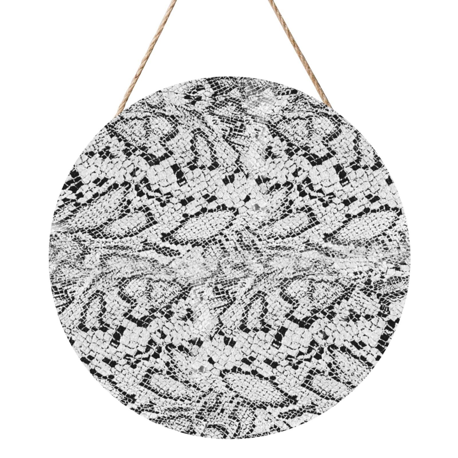 InOmak Snake Skin Texture, Round Wood Panel Painting 12 in, Wall Hanging Painting For Home
