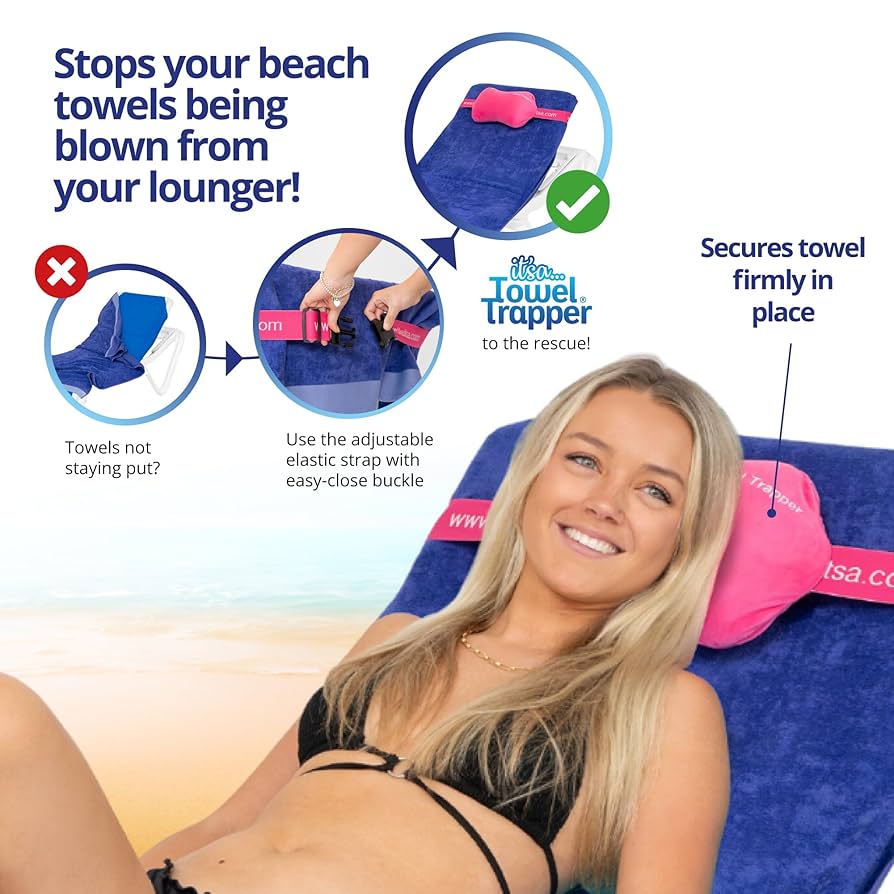 ITSA Towel Trapper | Memory Foam Travel & Beach Pillow | Sunlounger