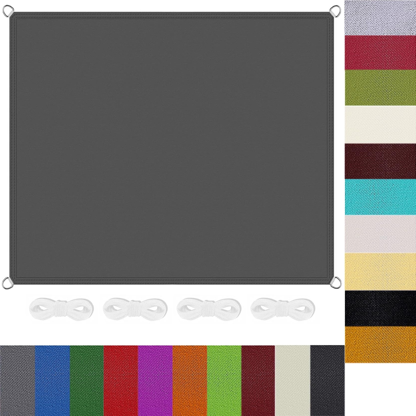 Voile d'ombrage rectangulaire grand format 7x9.5m pour l'intimité du balcon