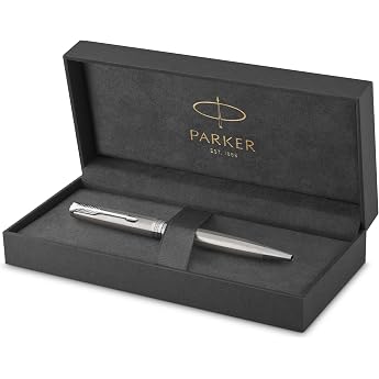 Parker 1931512 Sonnet Ballpoint Pen, Stainless Steel with Palladium Trim, Medium Tip, Black Ink, Gift Box