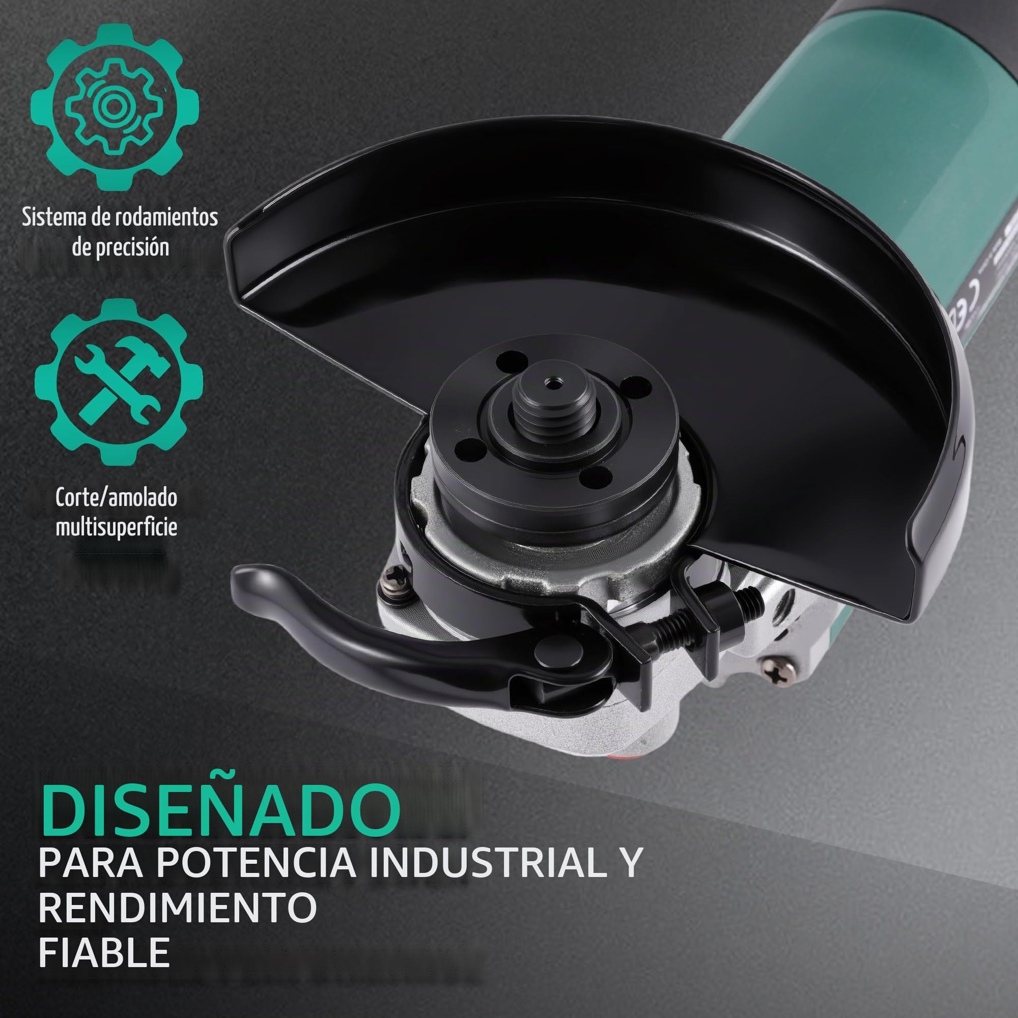POSENPRO Amoladora Angular 1200W 125 mm, 3000-12.000 rpm, Cubierta de Liberación Rápida, Mango Auxiliar, 1,8 kg Ligera Radial para Corte y Pulir Metal, Madera, Cerámica y Piedra