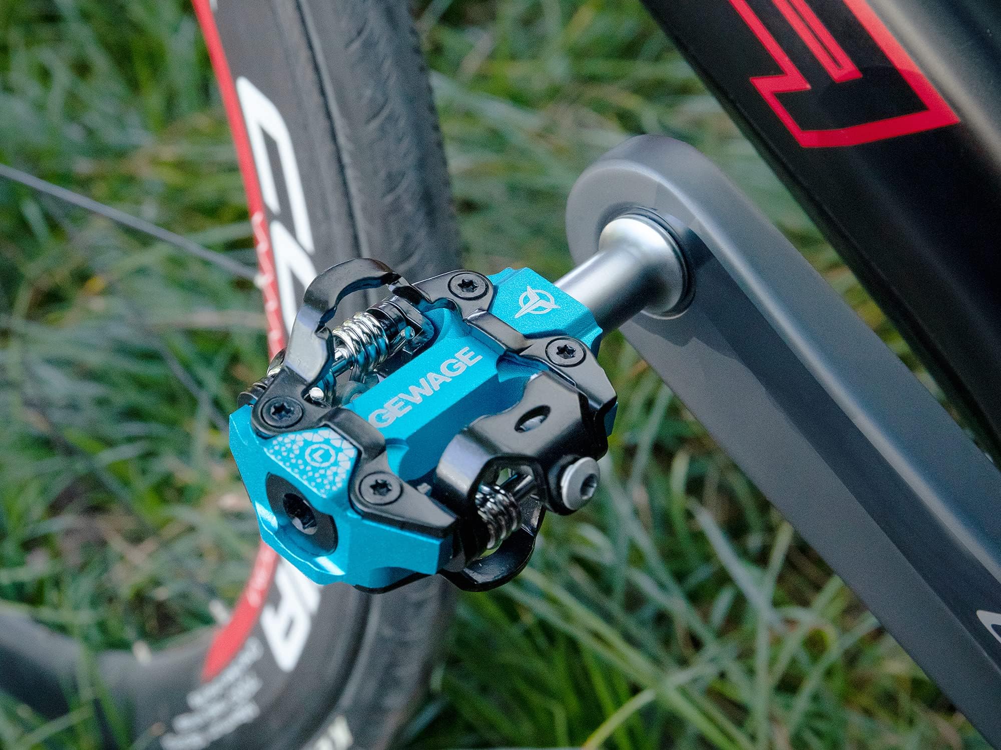 GEWAGE Pédales VTT SPD Double Face – Alu CNC 365 G, Tension Réglable, Compatibles Shimano, Filetage 9/16