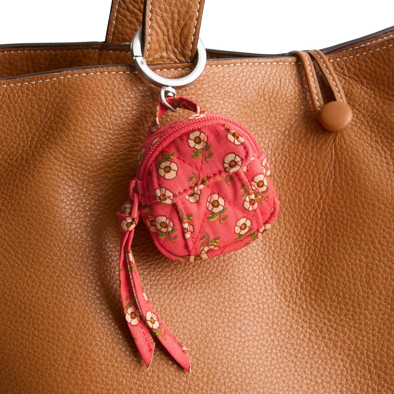 Vera Bradley Women's Premium Cotton Original Backpack Bag Charm, Tiny Poppies, One Size - Image 2