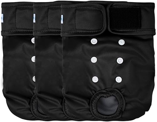 Miniatura 13 de Leekalos Pañales reutilizables lavables para perras (3 unidades) – Pañales para perritos altamente absorbentes – Pañales ajustables para cachorros