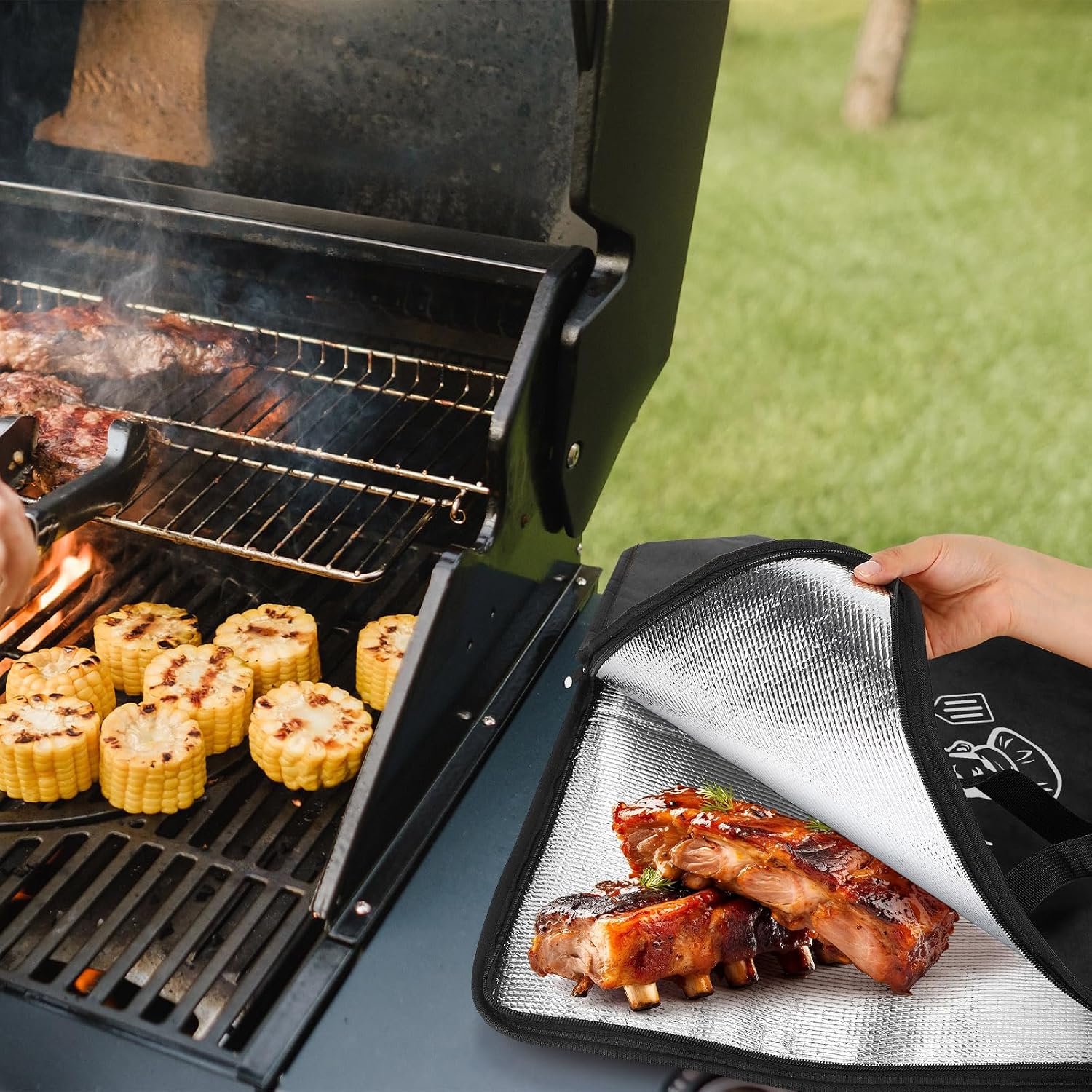 Frienda 21" BBQ Meat Resting Bag, Insulated BBQ Blanket for Brisket with 50 Sheets Butcher Paper, Leakproof Thermal Cooler Bag Smoker Accessories for Summer Outdoor Camping Tailgating Grilling(Black) image 4