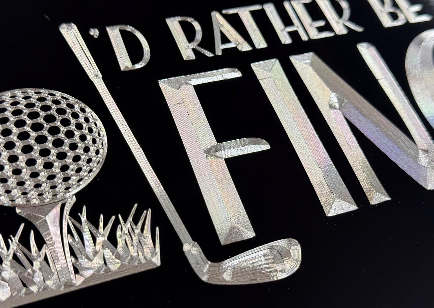 DEEP Engraved I’d Rather Be Golfing Car Tag Diamond Etched Vanity License Plate