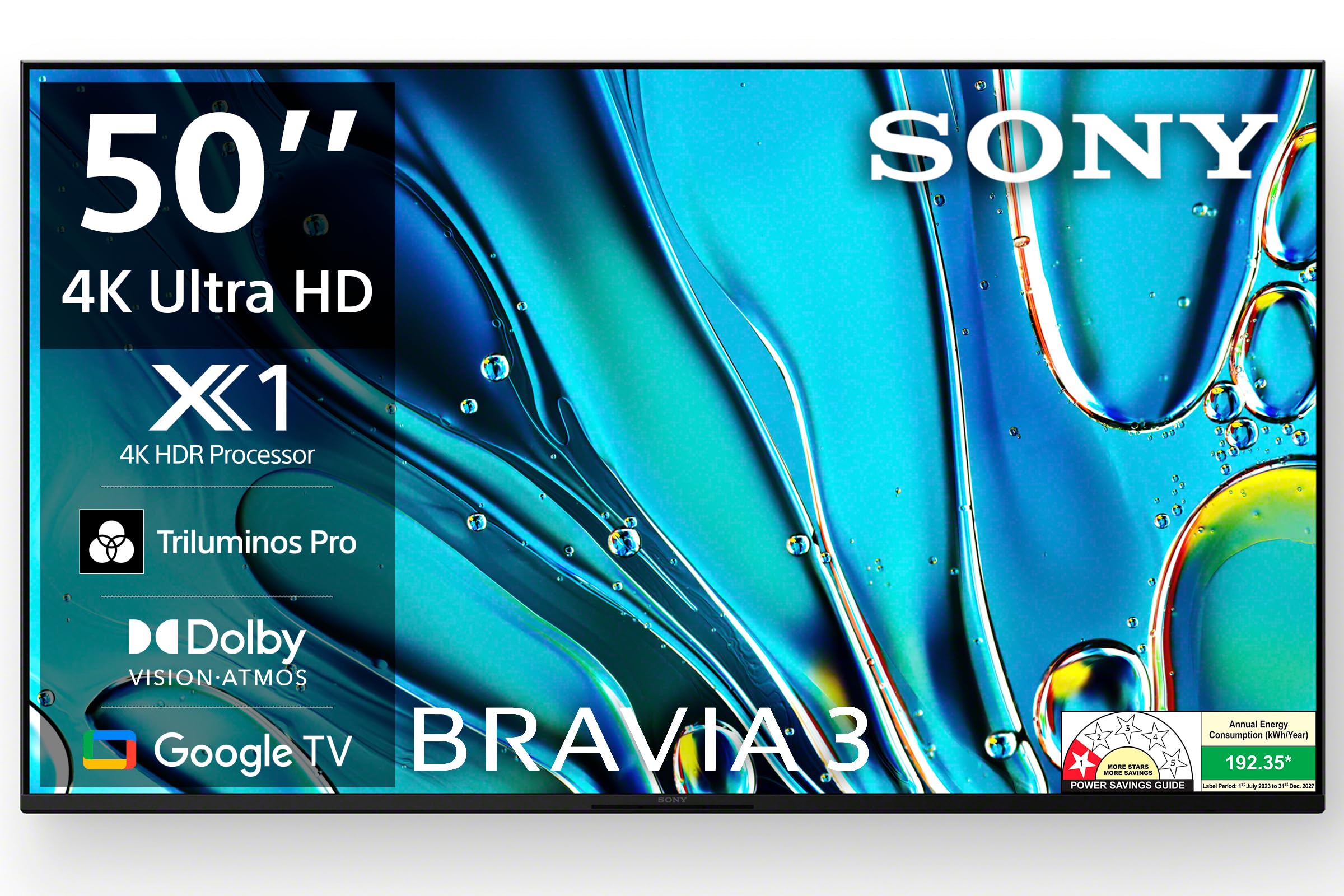 Sony BRAVIA 3 Series 126 cm (50 inches) 4K Ultra HD AI Smart LED Google TV K-50S30 (Black)-3 Years Warranty for Limited Period
