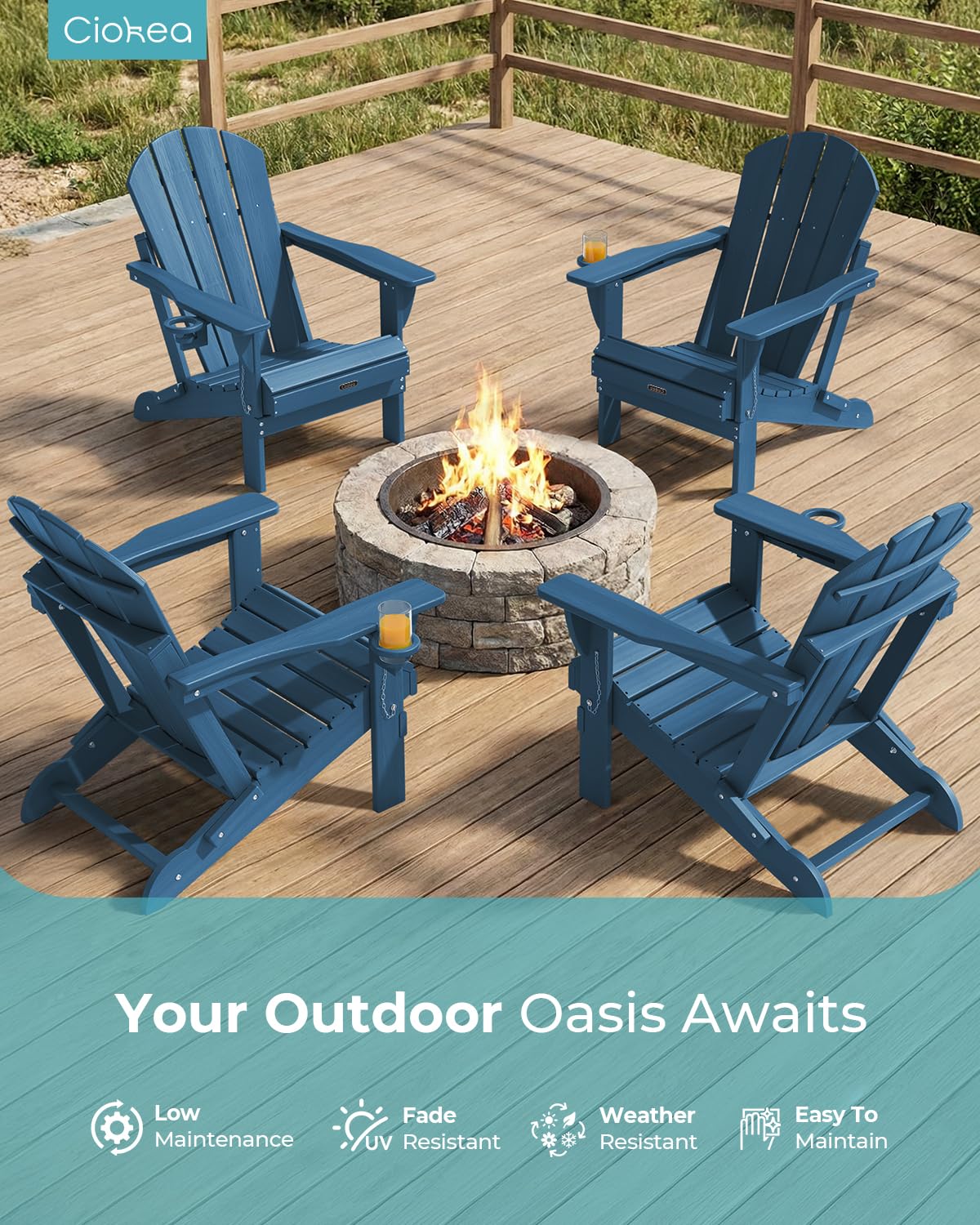 Amazon.com : Ciokea Folding Adirondack Chair Wood Texture, Patio