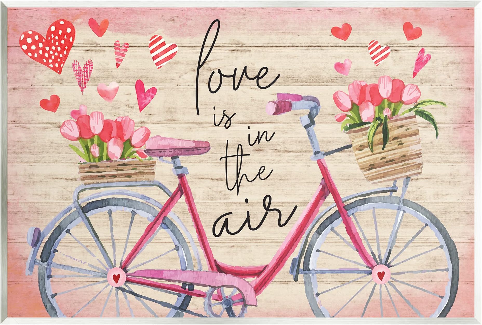 Stupell Industries Love In The Air Tulip Bike Basket Wall Plaque Art, Design by ND Art