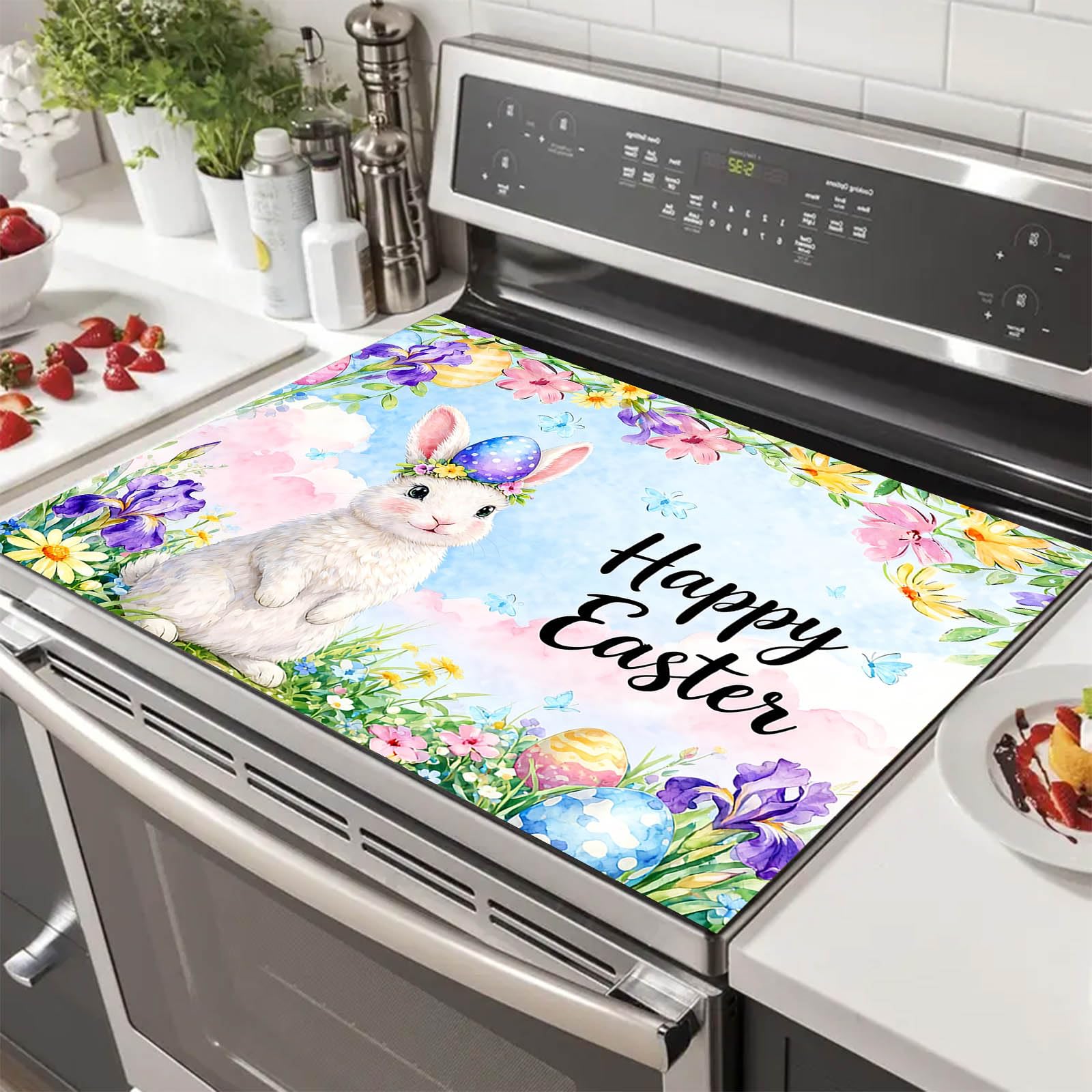 HOMETITUTE Easter Bunny Stove Top Cover 28x20 Egg Garden Heat Resistant