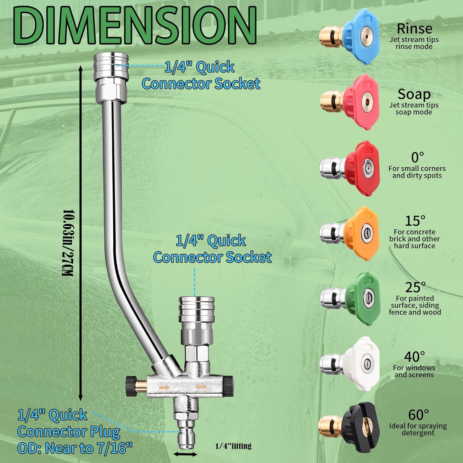 Foam Cannon for Pressure Washer with Dual Connector, Balabulala Car Foam Cannon with dual adapter, M22 and 1/4" Quick Connect,4200 PSI
