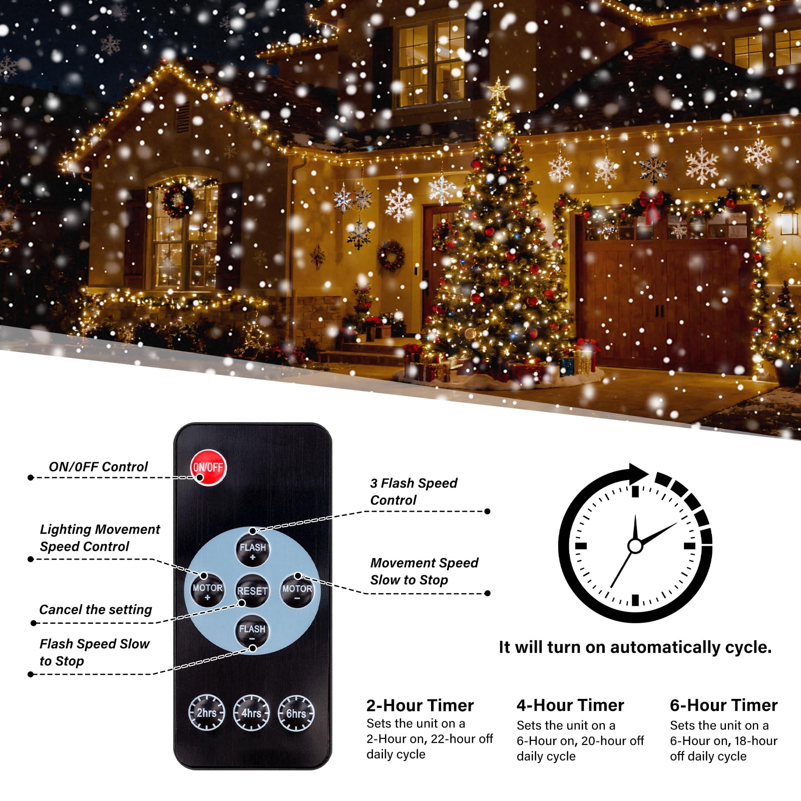 Proyector de Luz de Navidad, Luces LED de Nieve para Decoración de Navidad, Proyector de Luces al Aire Libre Impermeable con Control Remoto, Luz Nocturna, Foco para Año Nuevo, Vacaciones, Halloween