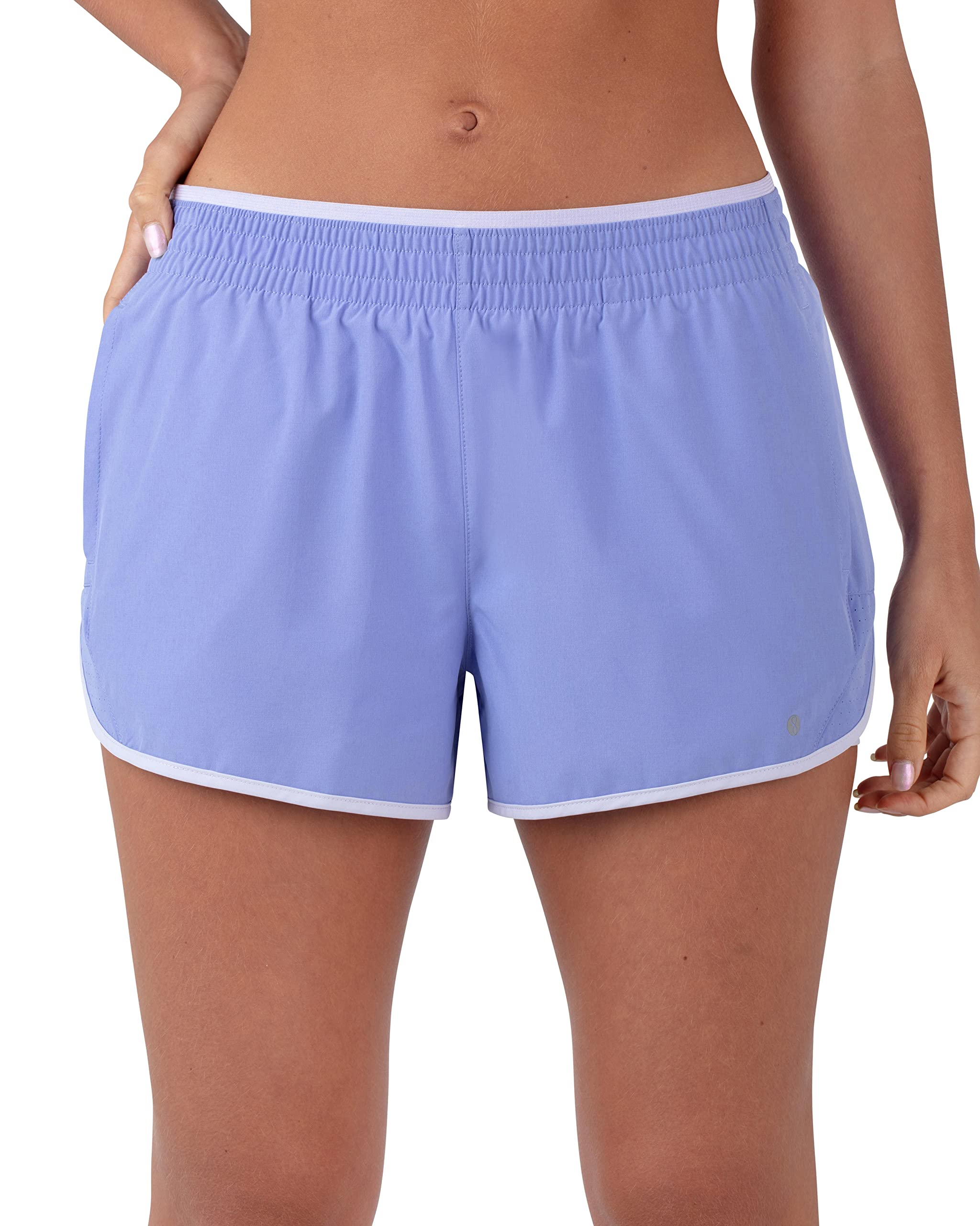 Layer 8 Women's Knit and Woven Quick Dry Two in One Running Yoga Work Out Short with Compression Shorts Underneath
