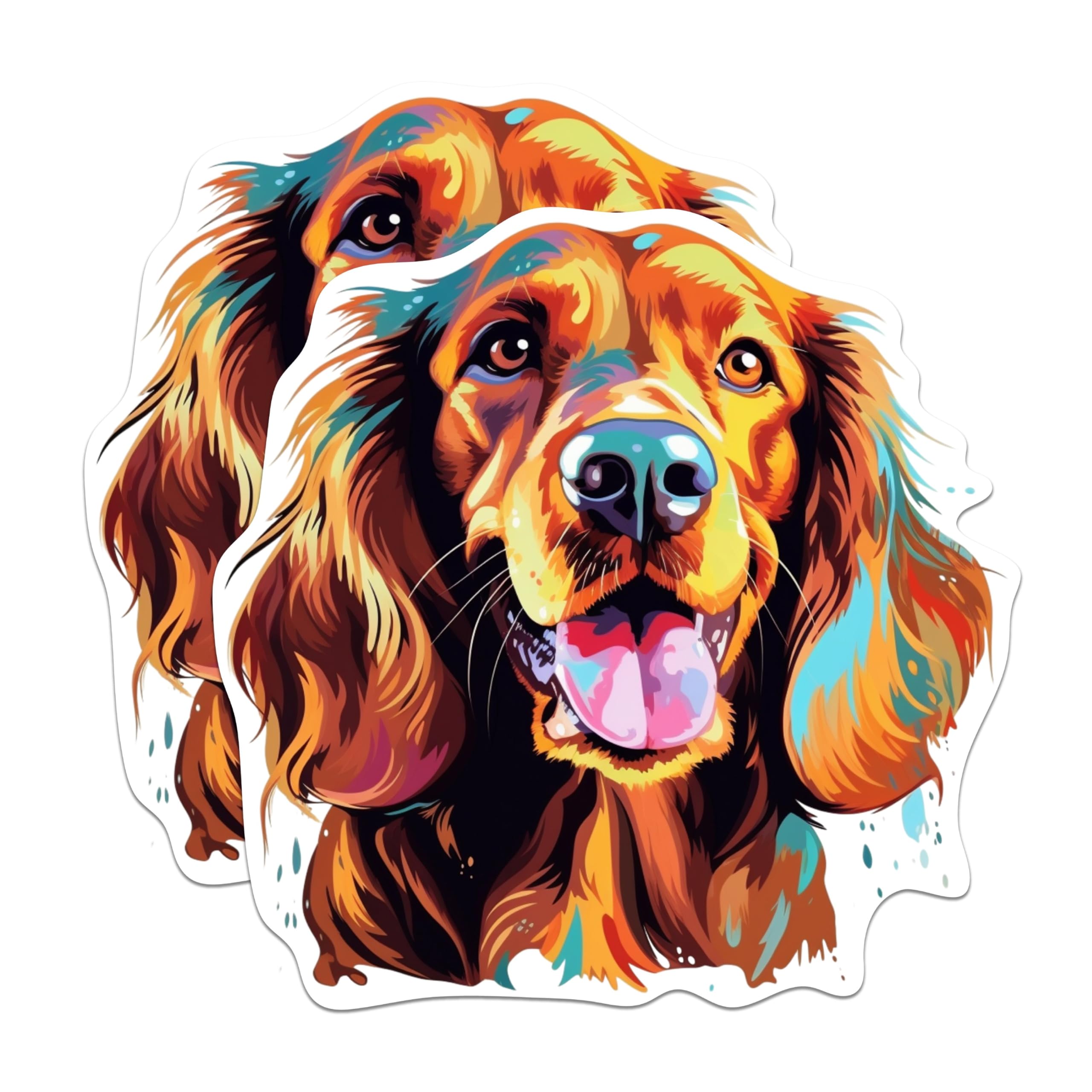 (2 Pack) Irish Setter Dog Breed Stickers - 5 Inches On Longest Side - Choose from Over 100 Dog Breeds - for Cars, Trucks, Skateboards, Laptops - Made in USA - BMCS1879