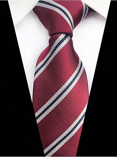 Vista 74 de Secdtie Corbata clásica de seda tejida jacquard a rayas para hombre Gris Negro