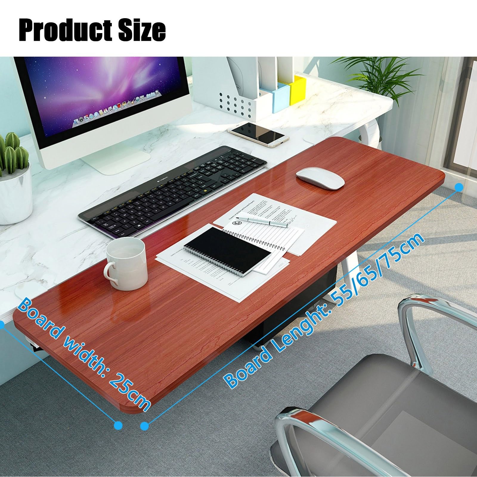 Supporto regolabile a 90° per computer portatile, 55/65/75 x 25 cm, design con morsetto a C, senza fori, ideale per l'installazione di giochi e postazioni di lavoro