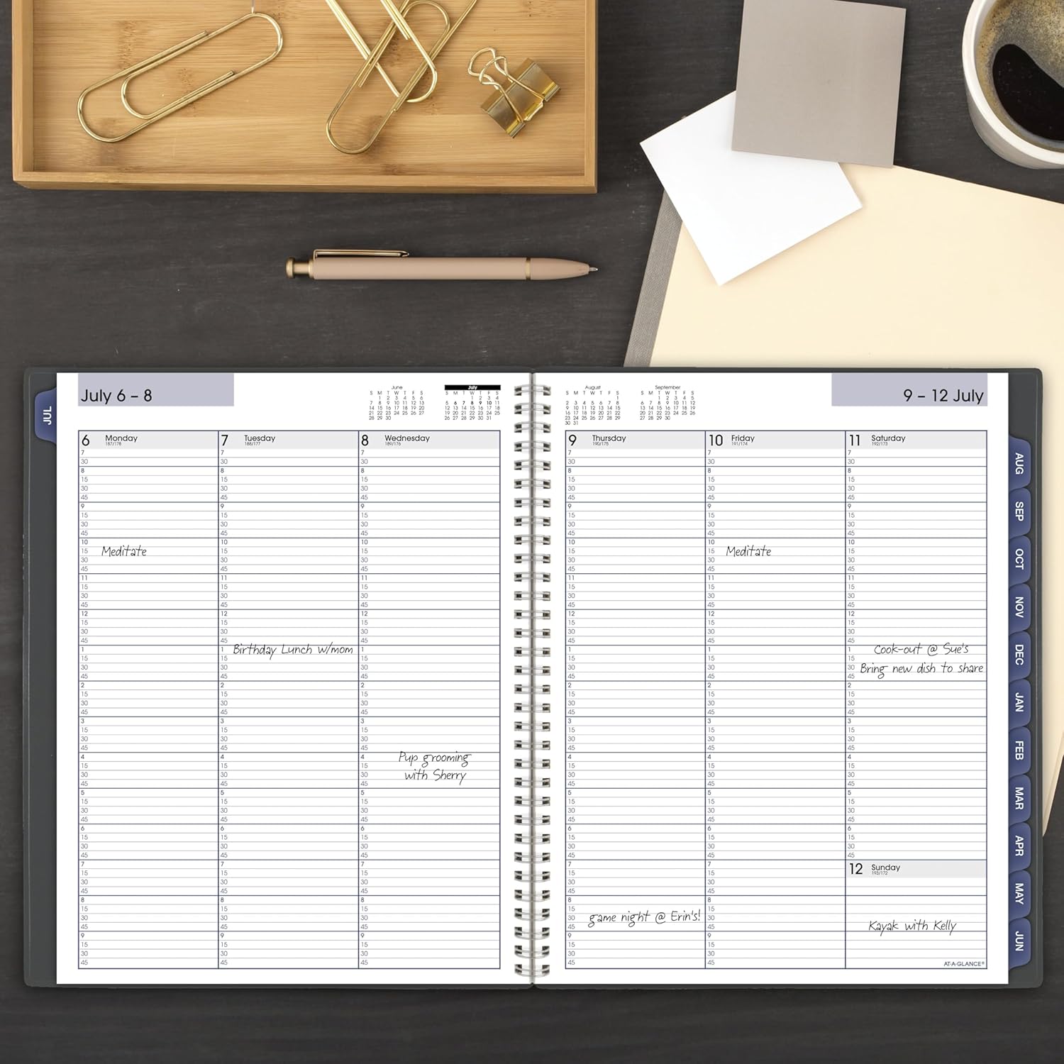 AT-A-GLANCE Planner 2026-2027 Weekly & Monthly Academic 12-Month July-June Quarter-Hourly Appointment Book, 8-1/2" x 11", DayMinder, Charcoal (AYC52045)