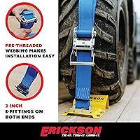 Vista 6 de Erickson Wheel Chock Tie-Down Kit, 2 in x 7.5 ft, Double Slotted E-Fitting, Fits 10 in-30 in Tires, 1500 lb Ratchet Straps - Secures ATV, UTV, SxS