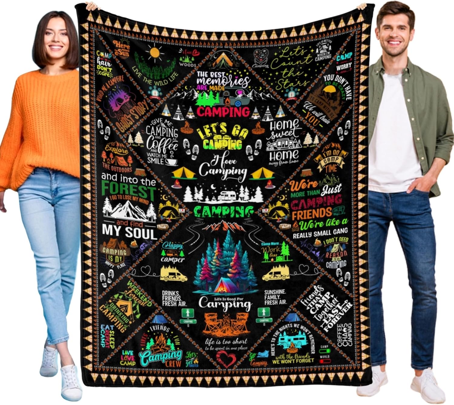 Camping Blanket Gifts for Men Women Couples,Soft Cozy Camping Blankets and Throws RV Travel Hiking Bed Sofa,Cool Camper Gifts for Camping Lovers Campsite Outdoors 80"X60"