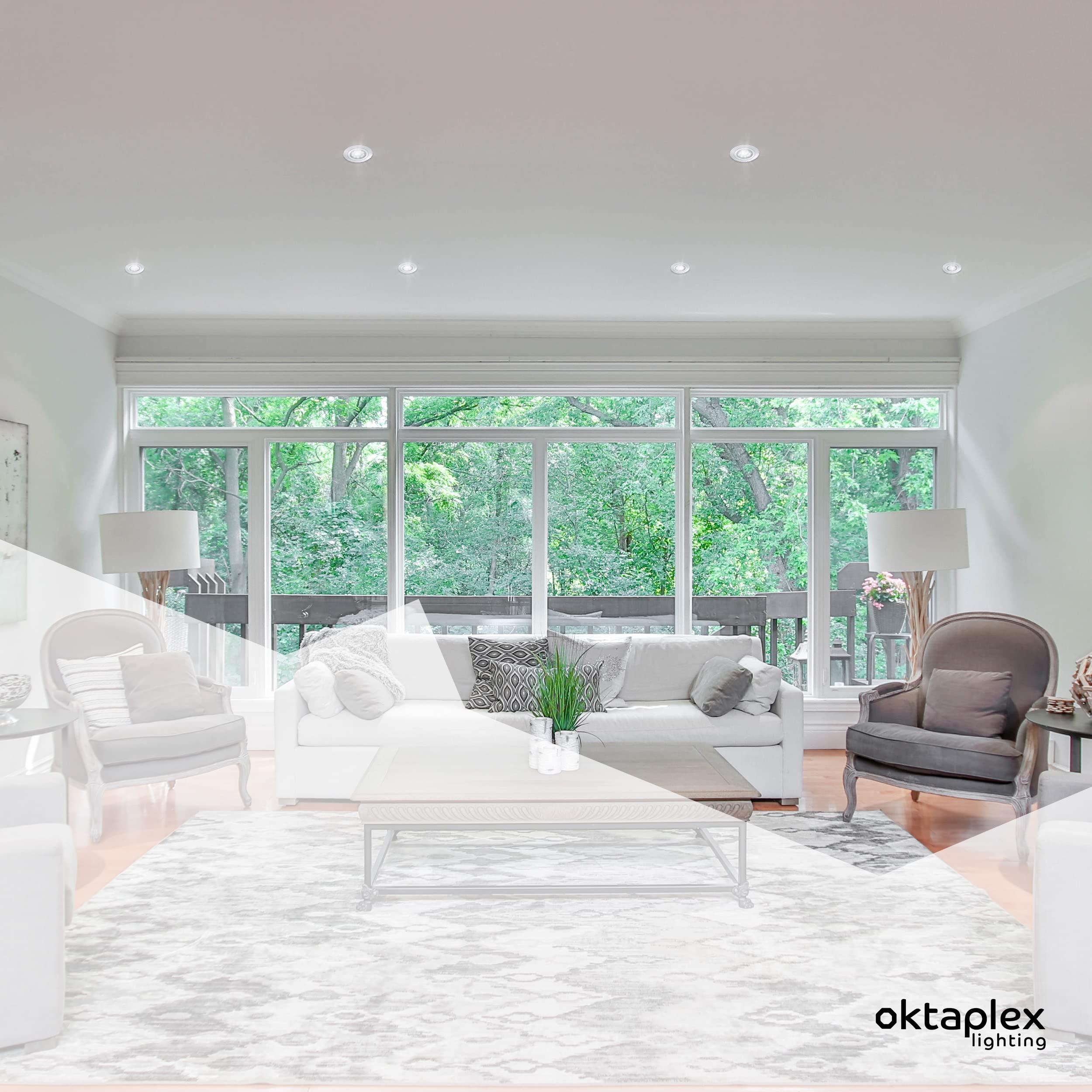 Oktaplex Juego de 9 focos empotrables orientables con módulo LED, 3 niveles regulables, aluminio Lyon, 4,8 W, 3000 K, 230 V, 380 lm, blanco cálido, diámetro de montaje 80 mm, redondo