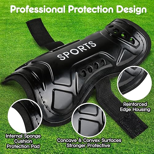 Miniatura 3 de Espinilleras de fútbol juveniles, transpirables y ligeras, equipo de protección de pantorrillas para niños de 3 a 15 años de edad, niños y niñas