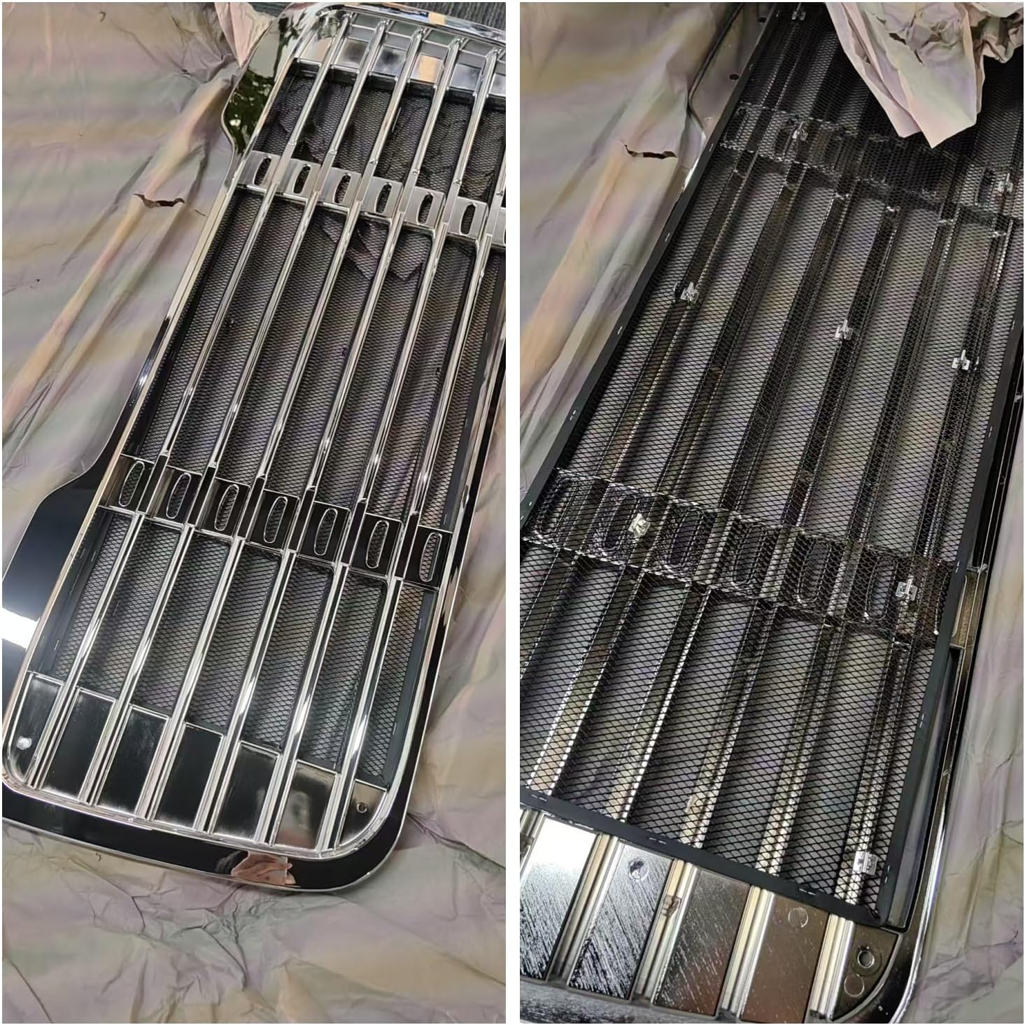 Chrome Grille with Bug Screen Fit for 2003-2015 Freightliner M2 100 106 112 Trucks Front Hood Radiator Grill