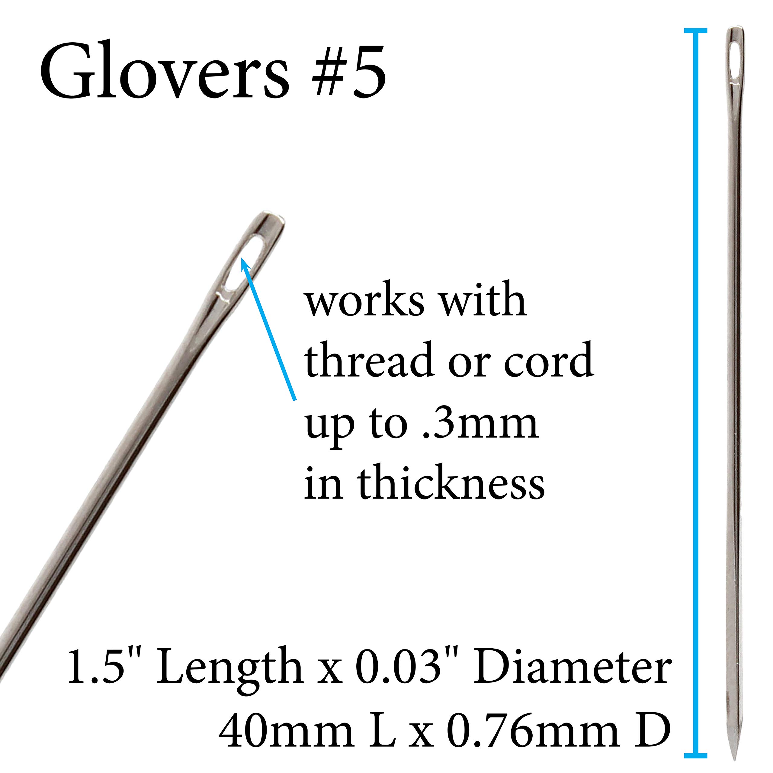 John James Glovers Nadeln, Größe 5, 40 mm lang und 0,76 mm im Durchmesser, dreieckige Spitze, ideal für härtere Materialien wie Leder, Wildleder, Vinyl und weiche Kunststoffe, 25 Stück