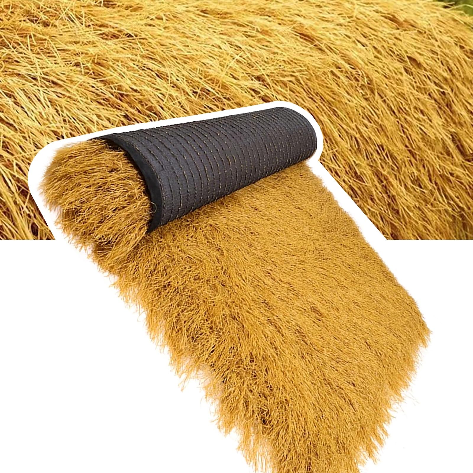 ZzERTE Artificial Thatched Roofing,Synthetic Thatch Grass Roof,Simulation Straw Roll Straw Hay Roll,Thatch Roofing For Hut Patio,For Pool Beach Hawaiian Party(1x20m(39.4x787.4in))