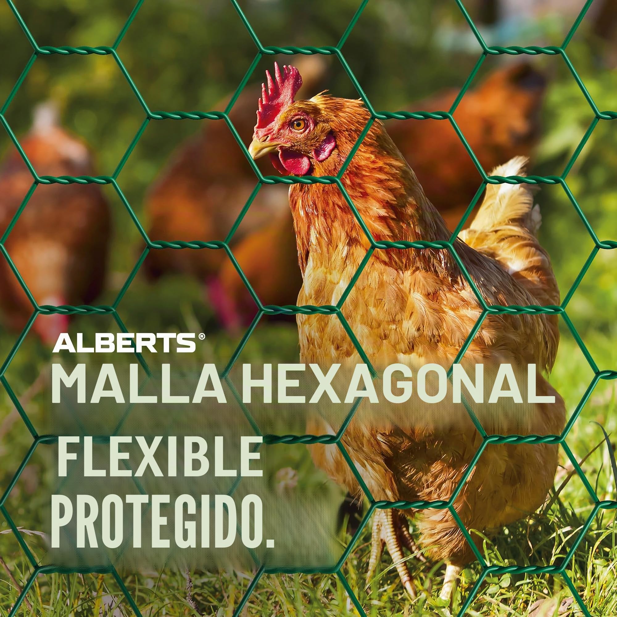 Alberts 614249 Tela metálica de malla hexagonal, Distintas longitudes y alturas - disponible en diferentes colores, Verde, Mallas 25 x 25 mm, Altura 100 cm, Longitud 10 m
