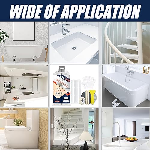 Miniatura 6 de Kit de reparación de porcelana y fibra de vidrio - Kit de reparación de bañera, azulejos, ducha, para cerámica, mármol, cuarzo, granito, resistente
