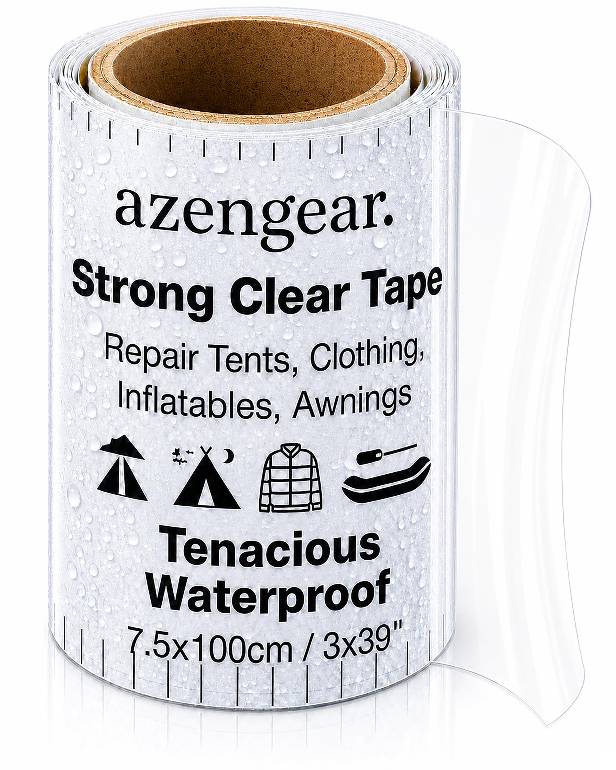 Clear Tenacious Waterproof Tape for Tents, Inflatables, Jackets, 7.5x100cm