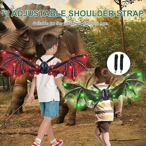 Miniatura 6 de Alas de dragón eléctricas para niños y niñas, alas de dragón retráctiles con luz LED, accesorios de alas de dragón de Halloween, disfraz de alas de