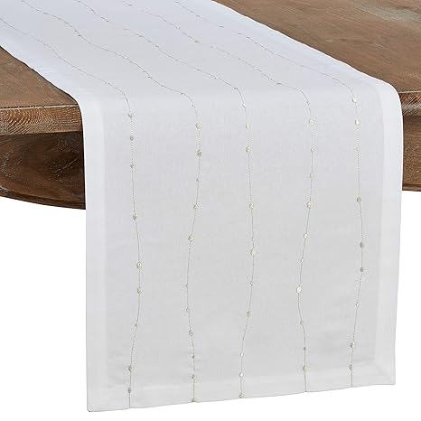 SARO LIFESTYLE Cristaux Collection Embroidered Design Table Runner, 16