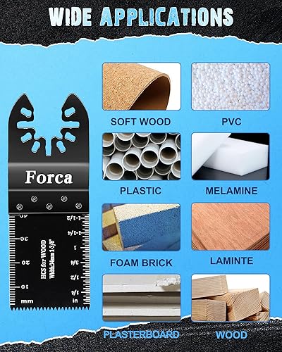 Miniatura 6 de 105 hojas de sierra oscilantes de madera, kit profesional universal de cuchillas oscilantes multiherramienta, incluye 2 adaptadores de clip en C,