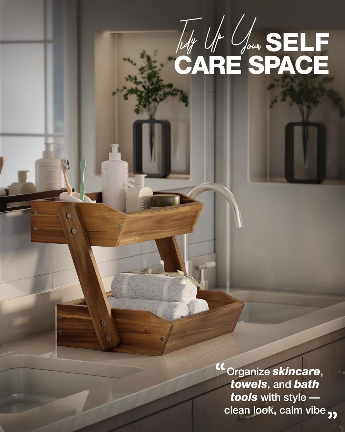 Fruit Basket, Fruit Bowl, 2 Tier Fruit Basket for Kitchen Counter, Produce Stand Storage Holder, Heavy Duty/Multipurpose/Large Capacity for Onion Potato, Vegetables, Spice Jars, Bread Storage - Image 6