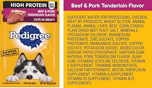 Miniatura 4 de Pedigree - Paquete de comida para perros con alto contenido de proteínas, incluye 12 bolsas, alto contenido de proteínas y cortes en salsa, surtido