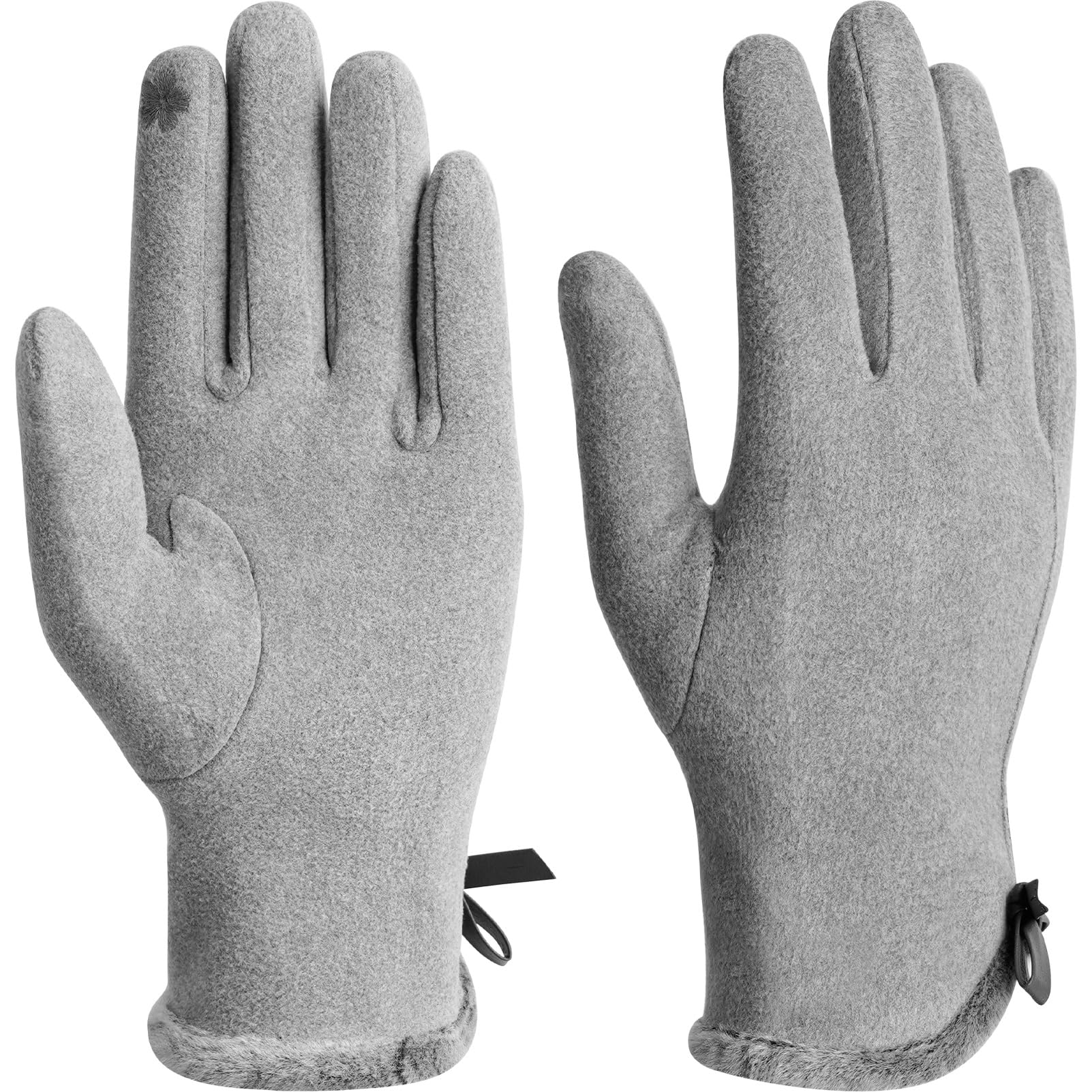 Vagasi Women Touch Screen Gloves - Winter Warm Fleece Lined Touchscreen Gloves Ladies Thermal Suede Fur Cuff Full Finger Mittens for Women Girls Skiing Gifts