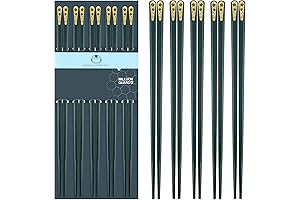 Dark Green Japanese Style Reusable Chopsticks, Set of 5