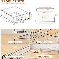 Vista 3 de Yieach 2.2'' Tall Acrylic Clear Stackable Storage Drawer Organizer,8 Pack Desk Organization and Storage,Plastic Office Supply Organizer,Drawer