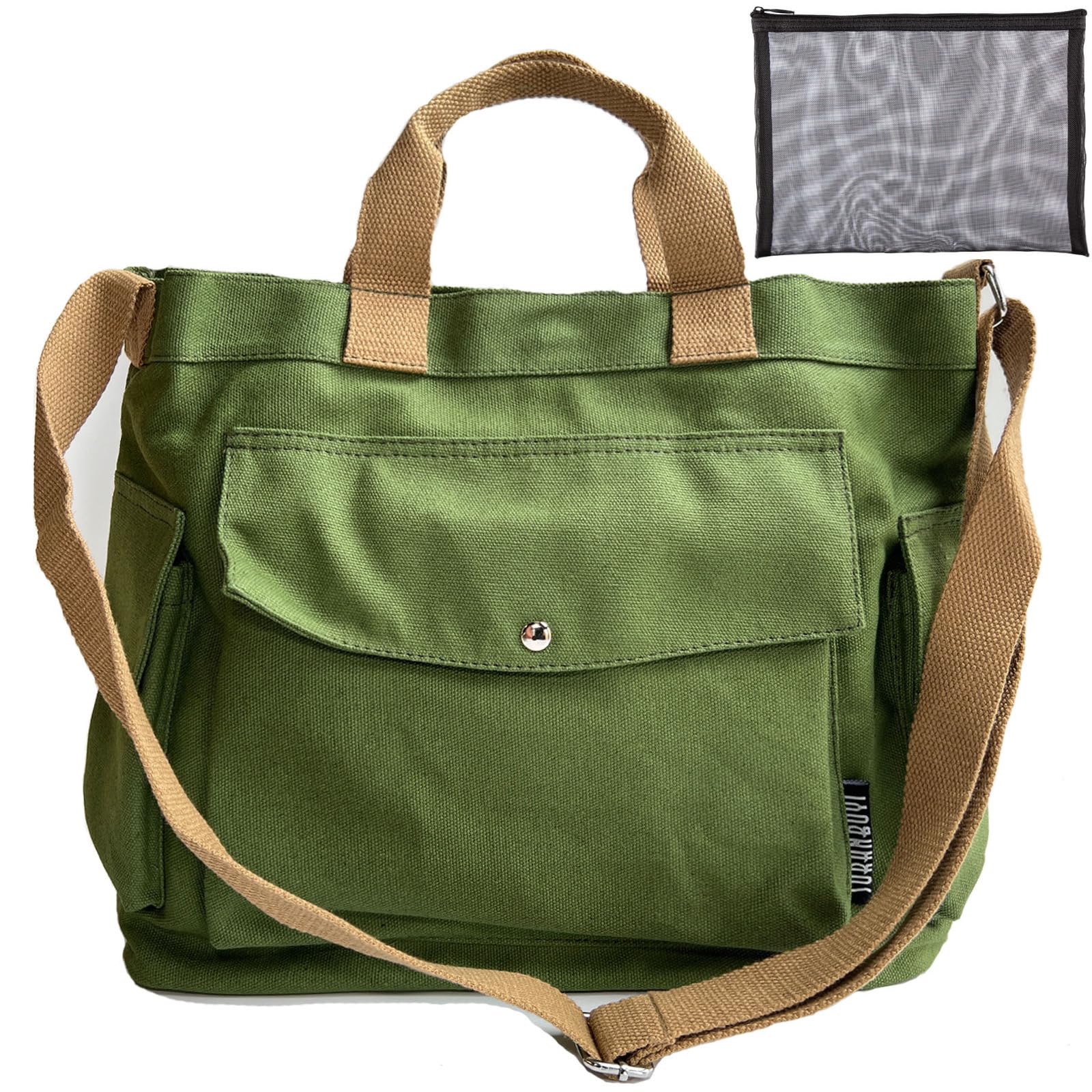 GIOIPCCanvas Crossbody Tote Shoulder Purse Bag for Women and Men with Multi-pocket for Shopping, Travel and Work