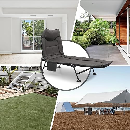 Miniatura 10 de Magshion Catre de camping plegable de 80 pulgadas para adultos de hasta 250 libras, cama de campamento portátil con colchón extraíble, bolsa de