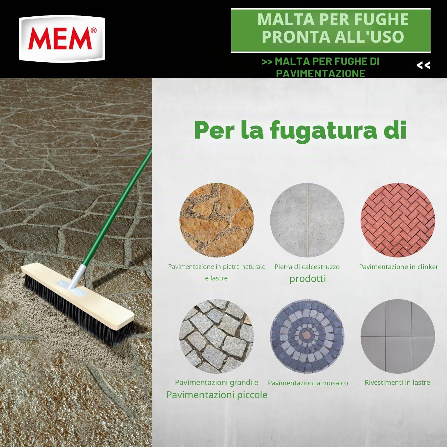 MEM Fix&Fertig Fugenmörtel, malta per fughe, colore grigio pietra, 12,5 kg (etichetta in lingua italiana non garantita)