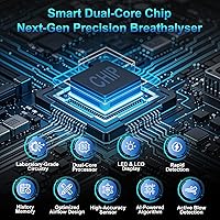 Vista 2 de Alcoholímetro, probador de alcohol portátil con circuito de grado de laboratorio, procesador de doble núcleo, pantalla LED y LCD, detección rápida