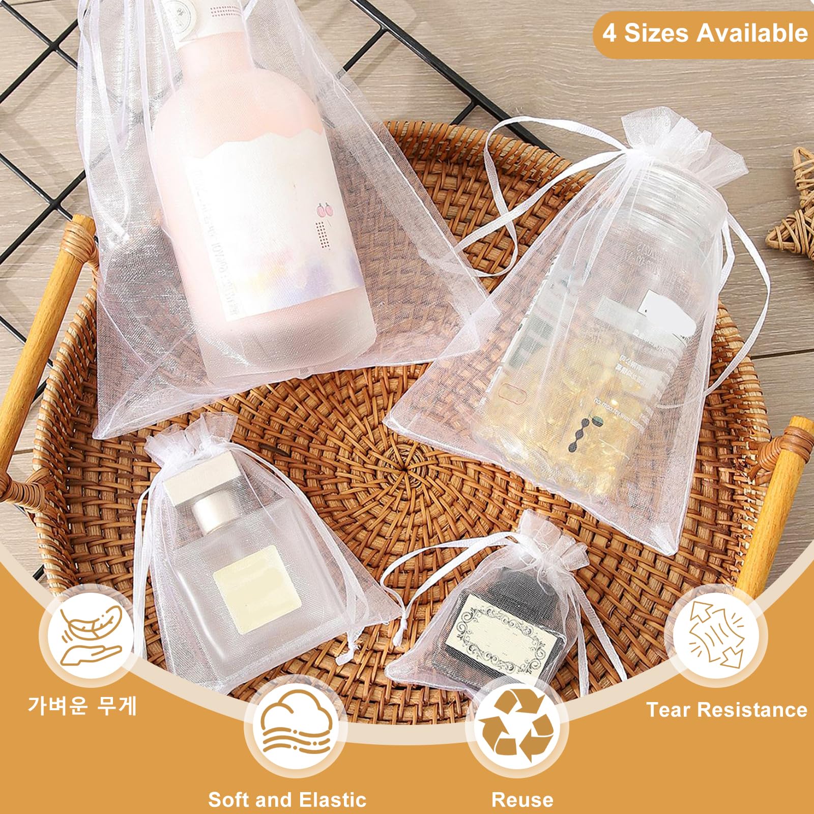 100 sacchetti regalo in organza con coulisse, 7 x 9 cm, 10 x 12 cm, 15 x 20 cm, 20 x 30 cm, sacchetti per bomboniere, gioielli, sacchetti con coulisse, sacchetti per