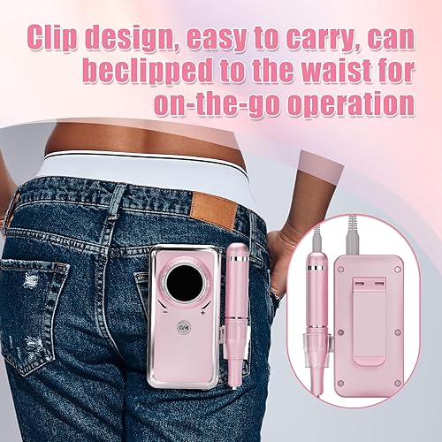 Miniatura 6 de Protable - Taladro de uñas de 35000 rpm, portátil, removedor de esmalte de gel acrílico, máquina de taladro de uñas con 6 puntas de uñas,