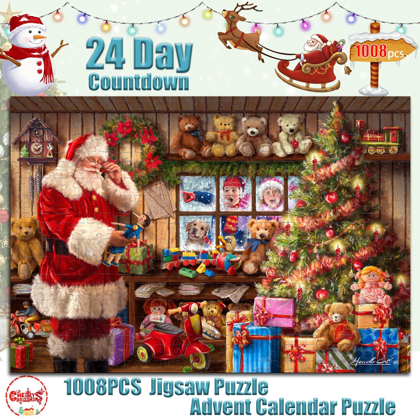 CALENDRIER DE L'AVENT 2024: Puzzle De 1008 Pièces Avec Scènes De