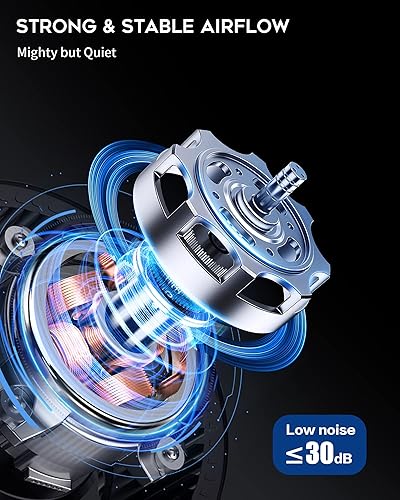 Miniatura 4 de REENUO Ventilador de campamento de 5000 mAh con luces LED ventilador de tienda de campaña de 40 horas de tiempo de funcionamiento máximo con gancho