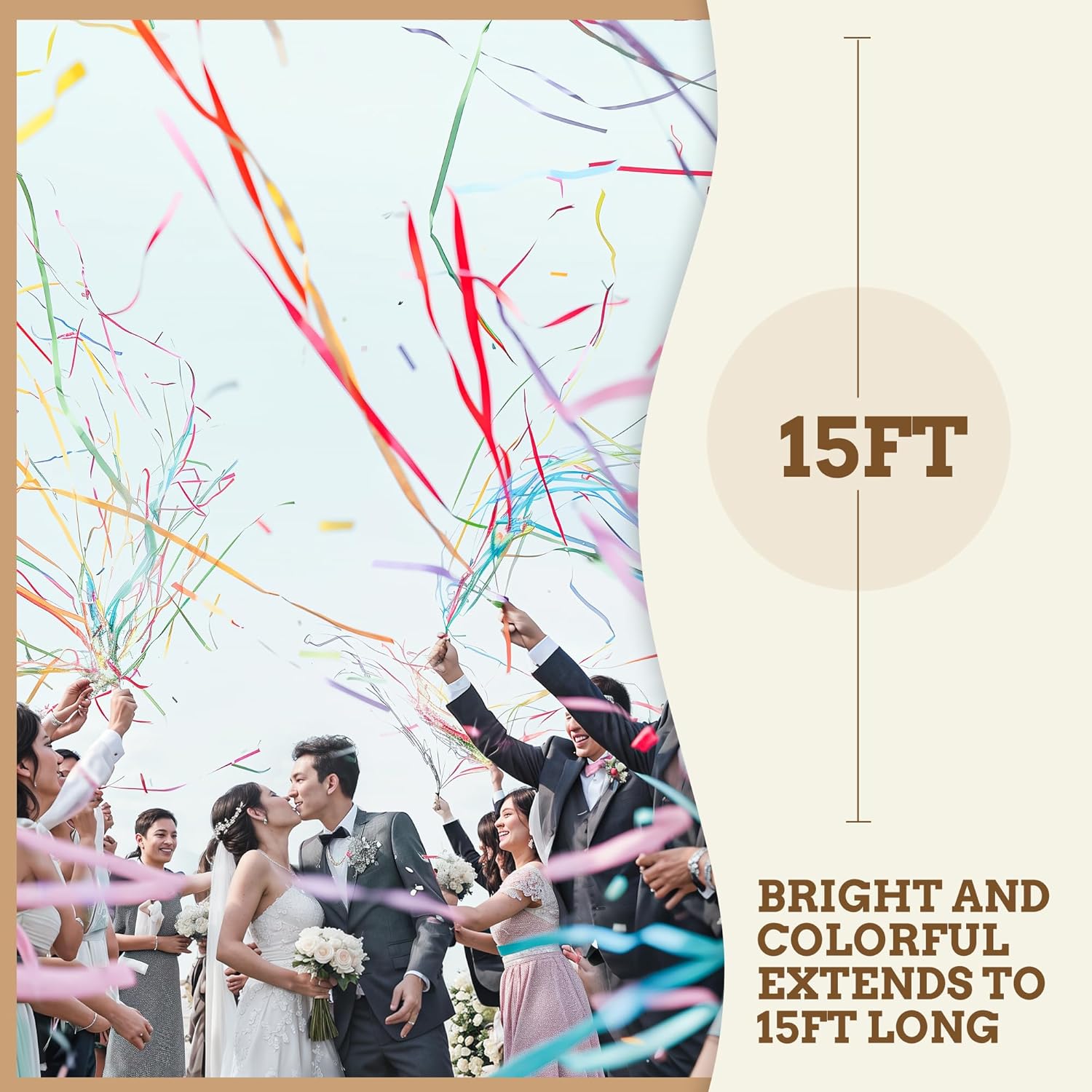 30 Pack Hand Throw Streamers, with Colorful Ribbon, No Mess Confetti Crackers, for Wedding, Party, Birthday, Graduation, Celebration