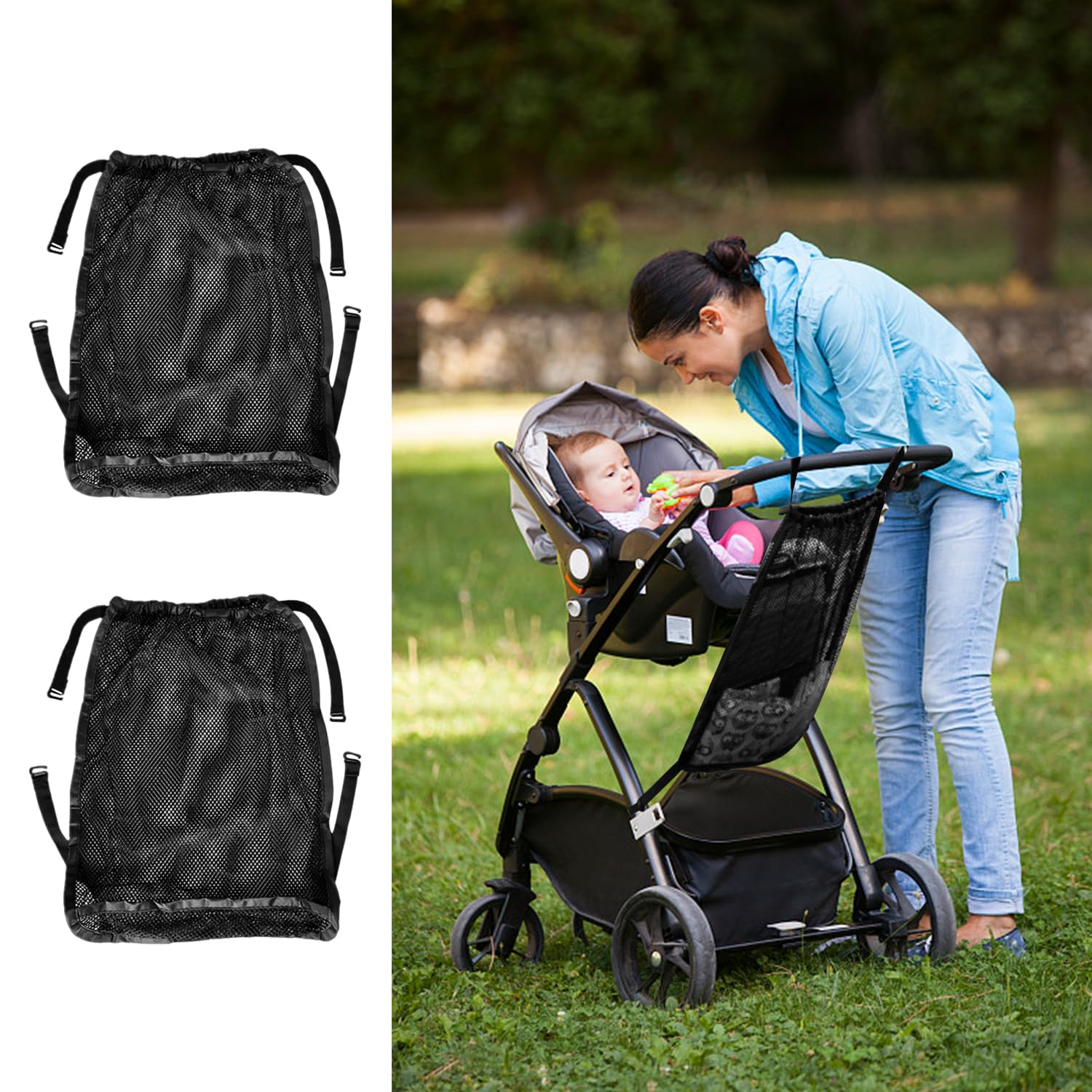 Rete Per Passeggino 2 Pezzi, Rete Per La Spesa Per Passeggino, Rete Per Auto Portatile, Rete Per La Spesa In Rete, Accessori Per Passeggino